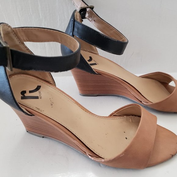 Report Black and Tan Wedge Heels Sz 7.5 - Picture 1 of 11